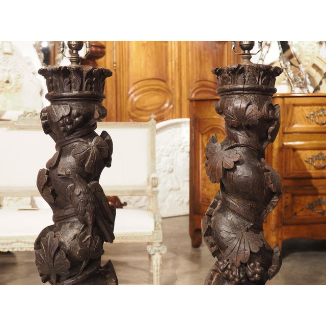Pair of 18th Century Carved Chestnut Solomonic Column Lamps From ...