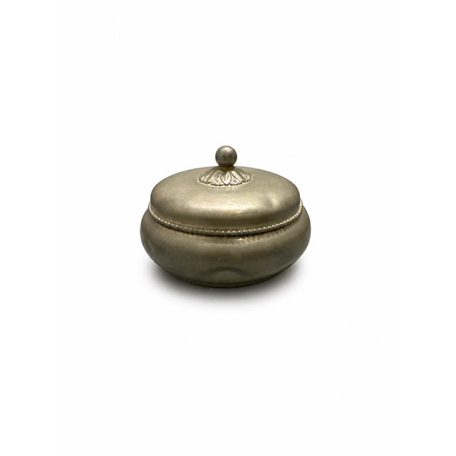 Metal Art Deco MT Metal Alloy Circular Box by Just Andersen for Gab, 1930s For Sale - Image 7 of 7