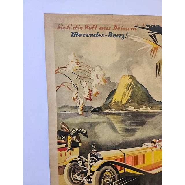 Art Deco Mercedes Benz Automobile Advertising Poster, 1930s For Sale - Image 4 of 9