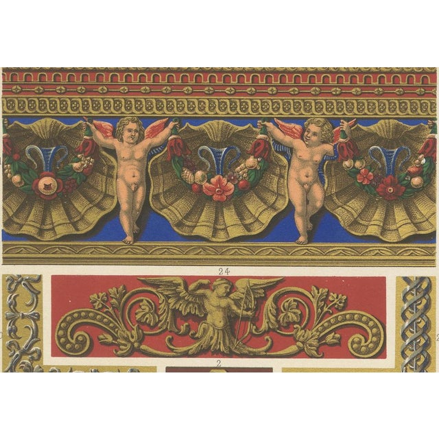 Saurer, Renaissance Architectural Ornament Gilded Scrollwork & Cherubs, Pl. LXVI, 1869, Print For Sale - Image 6 of 10