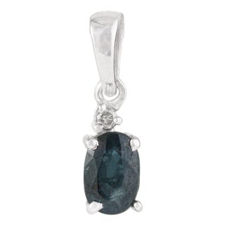 Elegant Oval Blue Sapphire & Diamond Solitaire Pendant in 925 Silver | Fine Jewelry For Sale