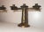 Share Pair of 2 Vintage Bronze Arts & Crafts Altar Candlesticks Church Candle Holders For Sale - Image 4 of 11