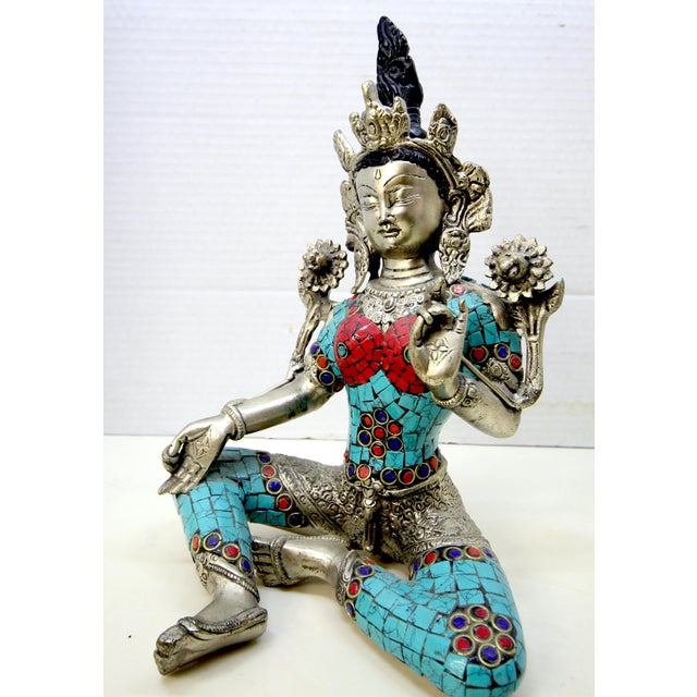 Elevate your space with this striking mid-to-late 20th-century statue depicting Green Tara (Jetsun Dolma), the revered...