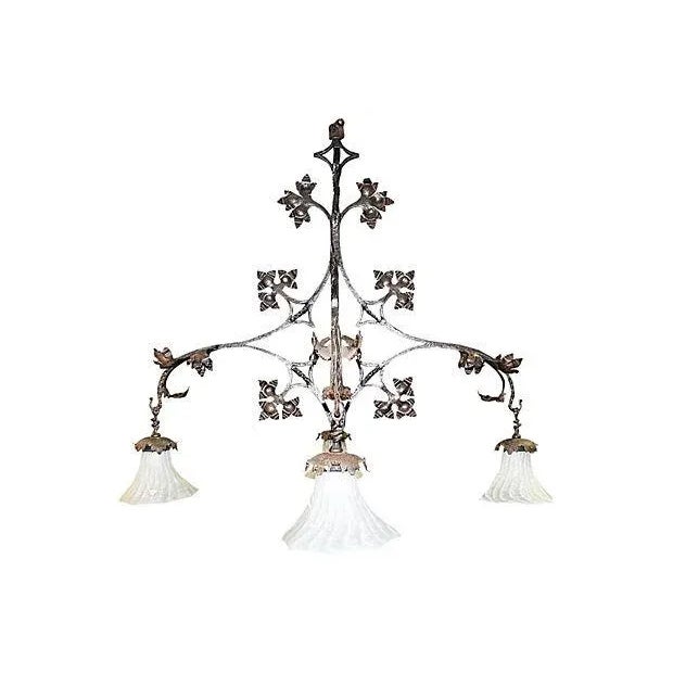 French Wrought Iron Chandelier by F. Marrou For Sale In West Palm - Image 6 of 7