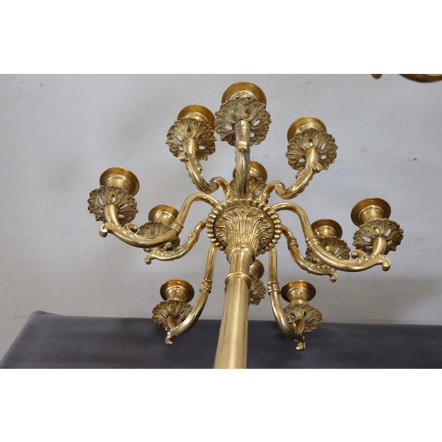 Gold Antique Gilt Bronze Candelabras with 11 Lights, Late 19th Century, Set of 2 For Sale - Image 8 of 18