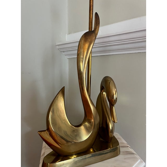 Italian Brass Swan Table Lamp For Sale - Image 4 of 11