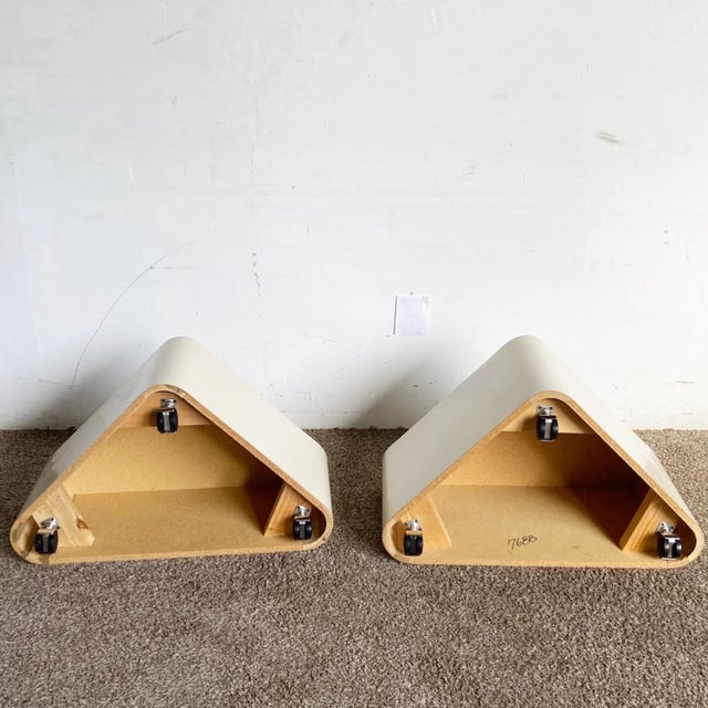 Postmodern Cream Lacquer Laminate Triangular Nesting Side Tables Chairish