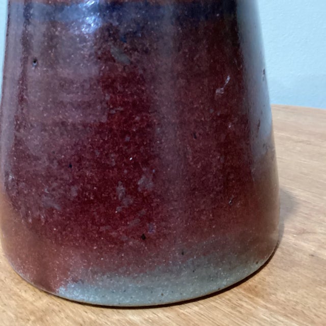 Mid 20th Century Vintage Original Zappa Burgundy Glazed Earthenware Pitcher Art Pottery Montrose, Colorado For Sale - Image 9 of 12