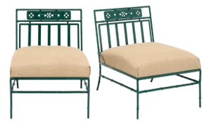 Pair of Lounge Chairs, Garden Furniture, Vintage French, Green