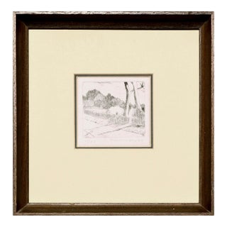Sitting on a Park Bench - Figurative Landscape Lithograph by Mercado For Sale