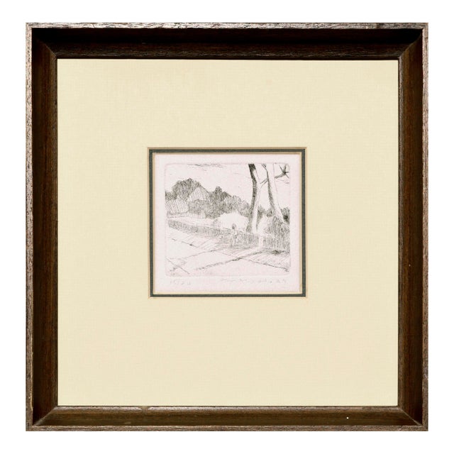 Sitting on a Park Bench - Figurative Landscape Lithograph by Mercado For Sale