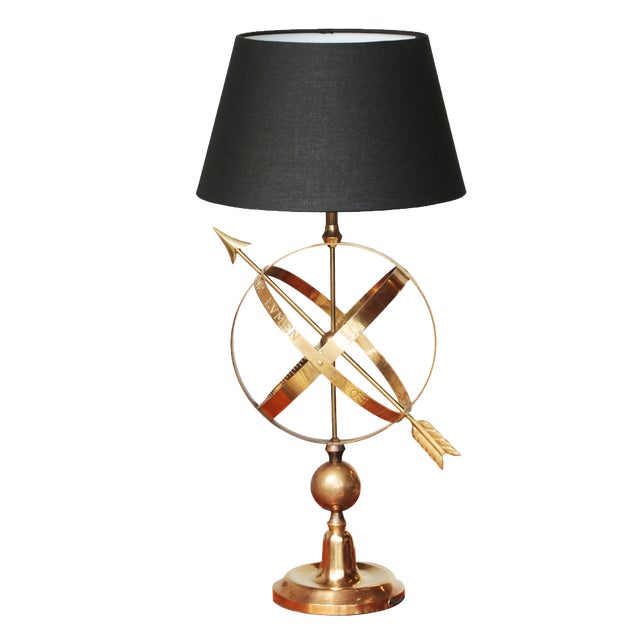 Brass Arrowed Armillary Sphere Table Lamp For Sale