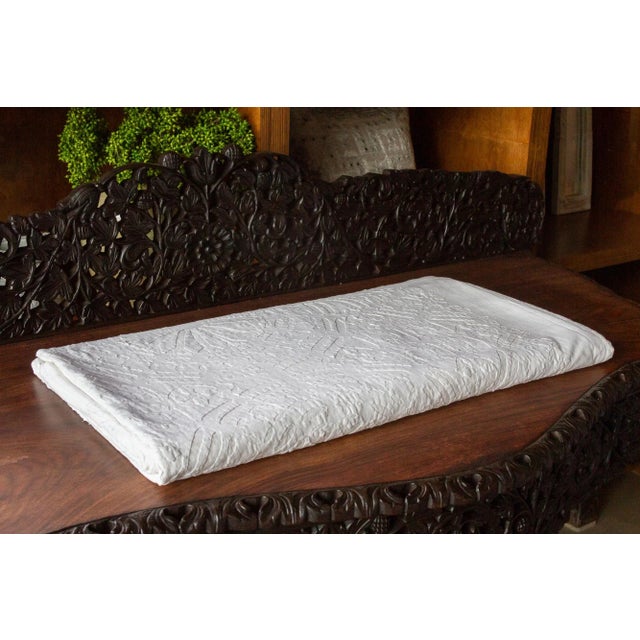 Textile Alabaster Applique Coverlet For Sale - Image 7 of 7