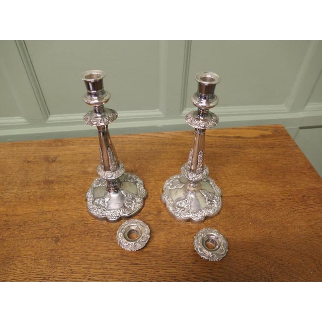 19th Century Silver Plated Candlesticks, Set of 2 For Sale - Image 6 of 9