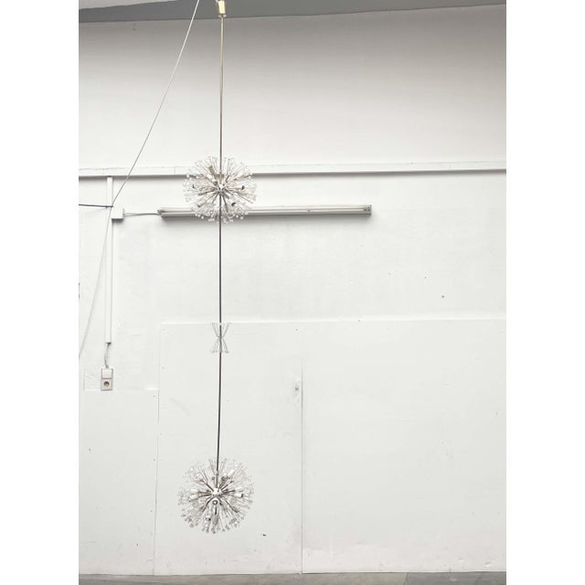 Mid-Century Modern Austrian Double Snowflake Light Installation in Glass and Metal by Emil Stejnar for Rupert Nikoll, Vienna, Austria, 1950s For Sale - Image 10 of 18