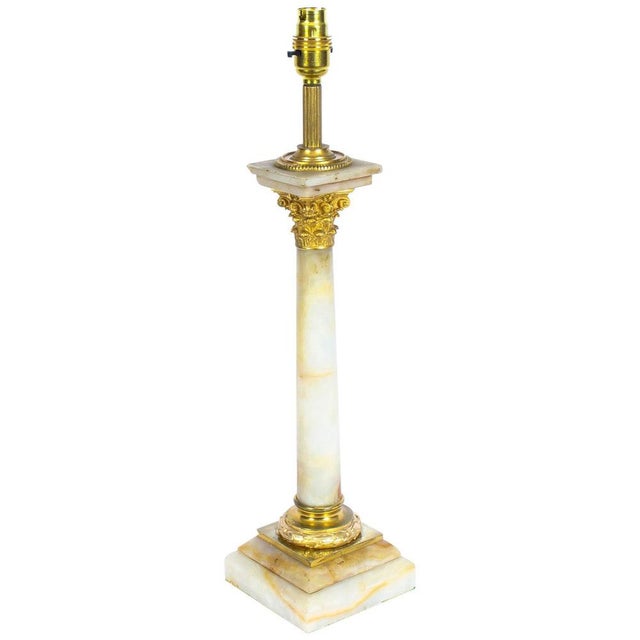 Victorian Ormolu Mounted Onyx Corinthian Column Table Lamp, 19th Century For Sale - Image 10 of 10