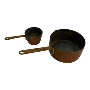 Pair of Vintage Bazar Francais, New York ,666, Miniature Copper Pots