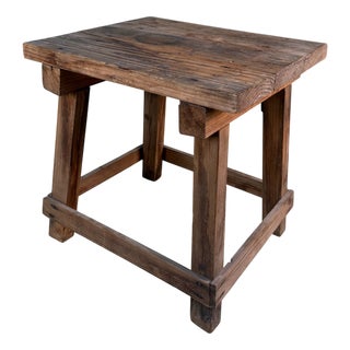 Vintage Japanese Wooden Mingei Stool, 1920s For Sale