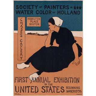 Charles H. Woodbury, Society of Painters in Water Color of Holland from Les Maîtres de L'Affiche, 1898, Original Lithograph For Sale