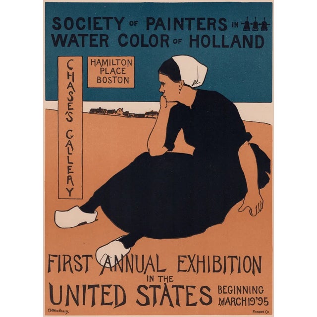 Charles H. Woodbury, Society of Painters in Water Color of Holland from Les Maîtres de L'Affiche, 1898, Original Lithograph For Sale