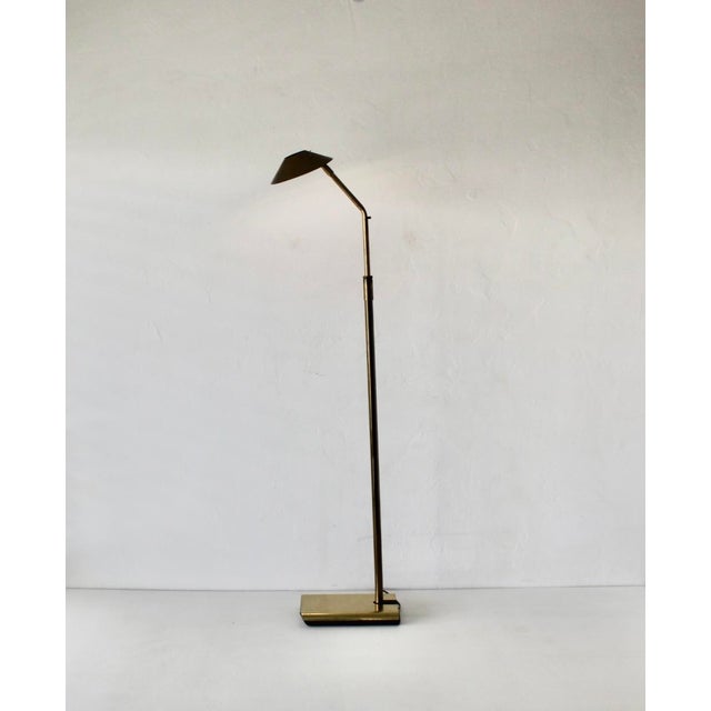 1980s Koch and Lowy Telescoping Brass Floor Lamp Conical Shade Detail Vintage Modern For Sale - Image 10 of 18