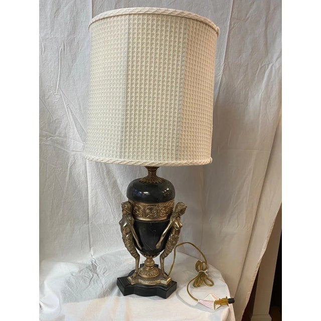 Maitland Smith Vintage Black Marble Lamp With Maenad Figures. For Sale - Image 10 of 13