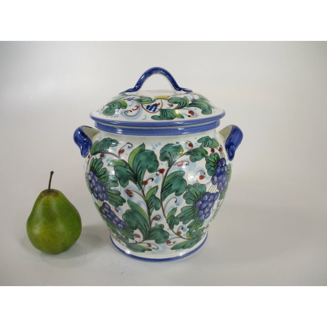 Italian Vintage Ceramic Italian Hand-Painted Biscotti Jar For Sale - Image 3 of 11