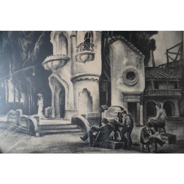 Warren Newcombe, B&w Lithograph c.1937, Backset of Hollywood Shoot, Framed For Sale - Image 4 of 8