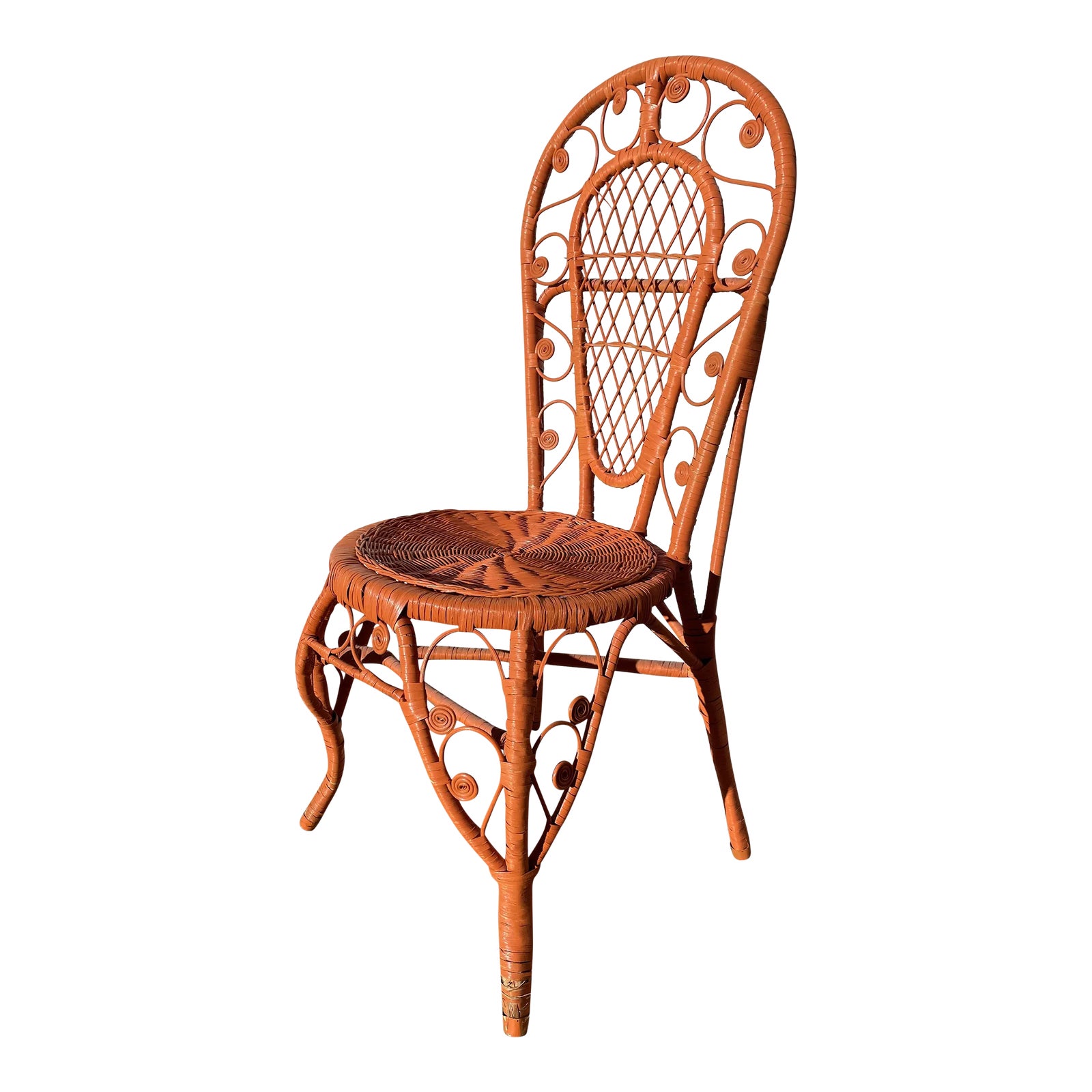 Vintage Mid Century Painted Wicker Rattan Chair Chairish