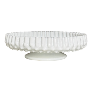 Mid-Century Fenton Glass Hobnail Ruffled Edge Low Compote Cache Pot