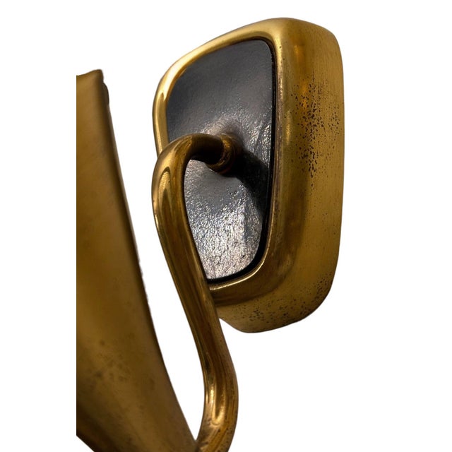 1940s 1940s French Art Deco Brass and Textured Glass Wall Sconces - a Pair For Sale - Image 5 of 7
