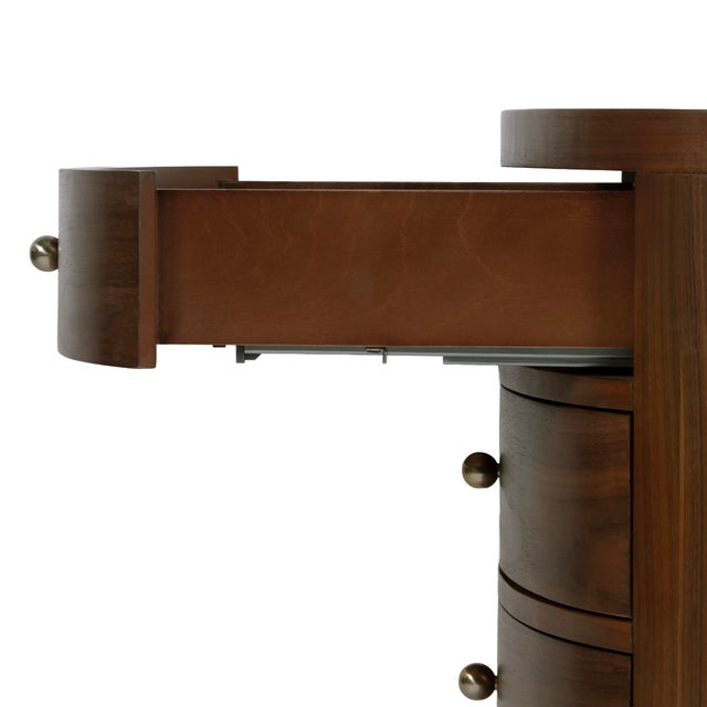Nora 28 in. W Oval Wood 4 Drawer Nightstand, Natural Walnut For Sale - Image 9 of 11