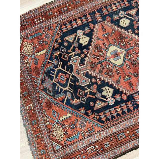 NW Bakshayesh Rug in Navy, Clay, Terracotta 5 x 7 For Sale - Image 9 of 13