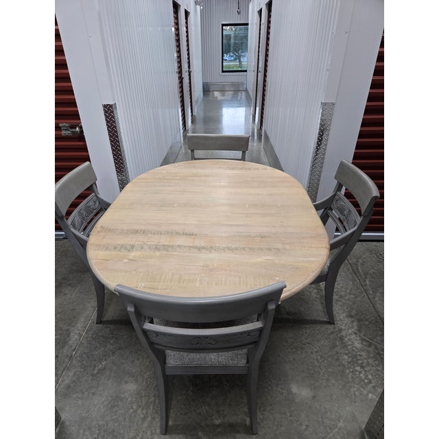 English Ethan Allan Dining Room Table With 4 Chairs For Sale - Image 3 of 14