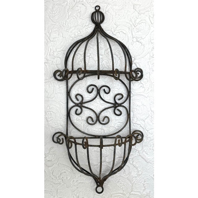 Mid Century Wrought Iron Wall Planter With Scrolls For Sale - Image 9 of 9