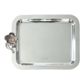 Silver Plated Rectangular Tray by Christofle France From the ‘Anemone-Belle Epoque’ Collection For Sale
