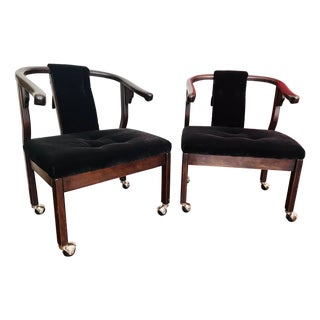 Pair of 1970s Bernhardt Ming Style Horseshoe Chairs For Sale