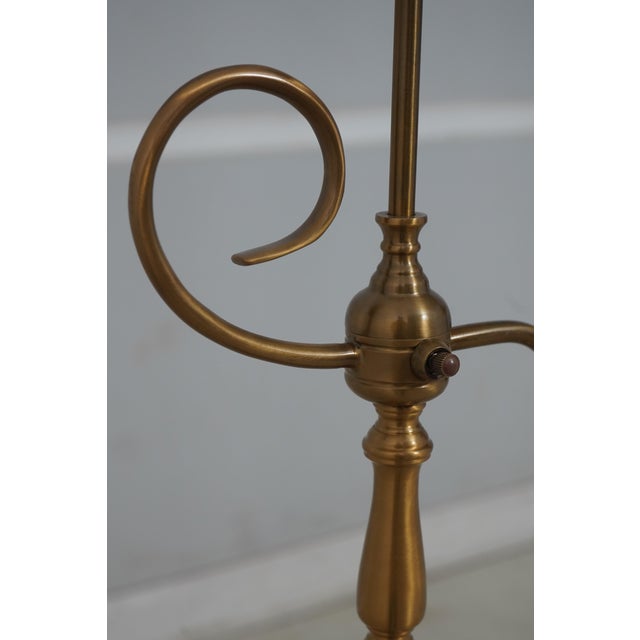 Brass Scrolled Arm Floor Lamp W. Shade For Sale - Image 4 of 11