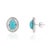 14k White Gold Halo Stud Earrings With 2.52ct Turquoise & Diamonds- A Pair For Sale - Image 4 of 15