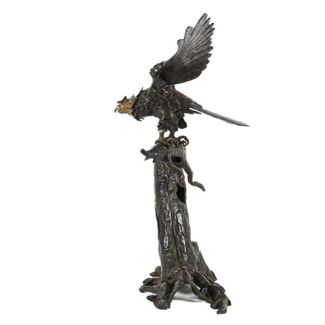 Oversized Bronze Eagle Sculptural Group on Tree Form – Monumental Wildlife Sculpture For Sale - Image 15 of 15