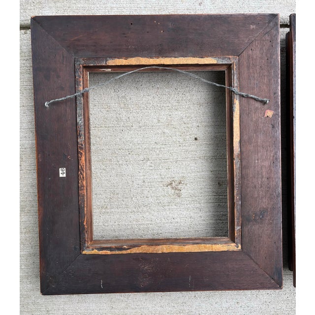 Wood Antique Walnut Wood Handmade Gilded Insert Deepwell Frames for Oil Paintings, a Pair For Sale - Image 7 of 12