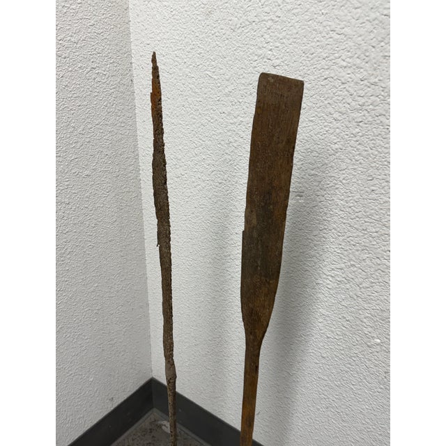 Wood + Iron Oar Artifacts on Stands, 19th Century For Sale - Image 4 of 12