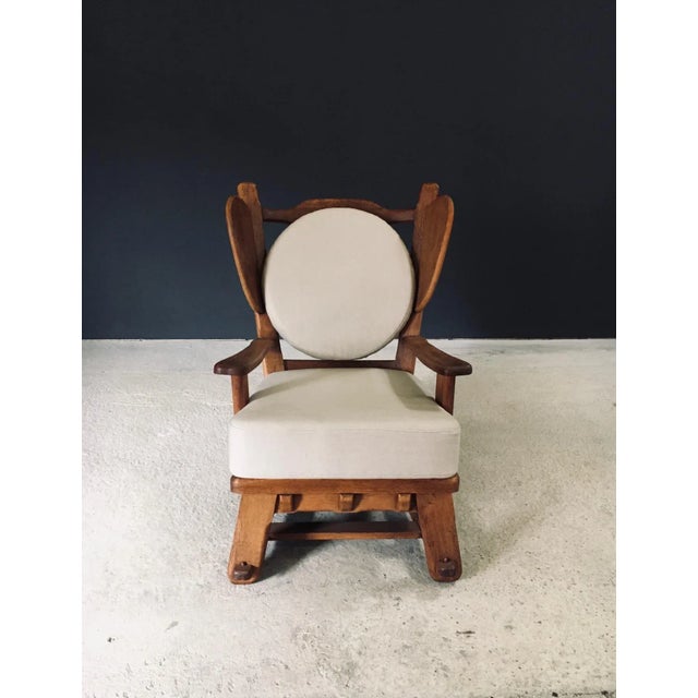 Brutalist Oak Wingback Lounge Chair, Netherlands, 1950s For Sale - Image 6 of 18