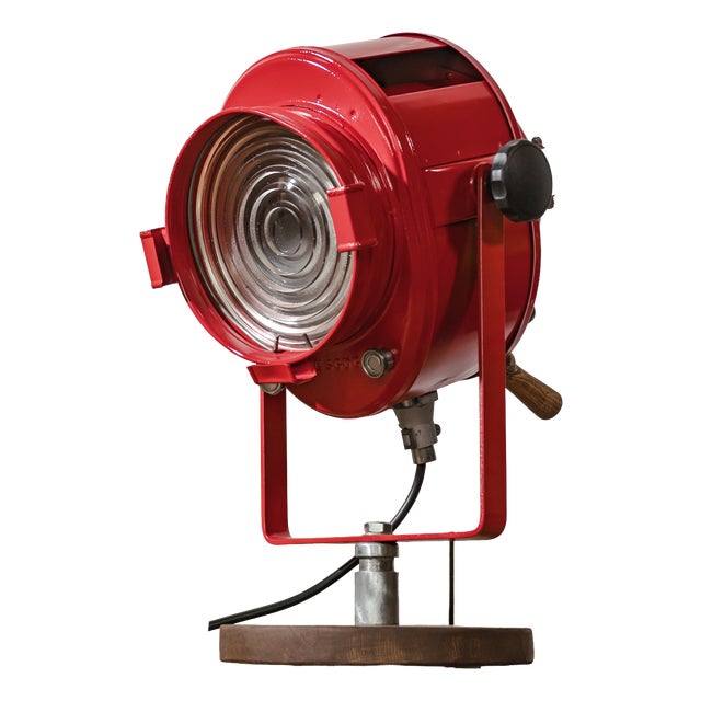 French Red Theater Spotlight Desk Lamp from A.E. Cremer, Paris, 1950s For Sale