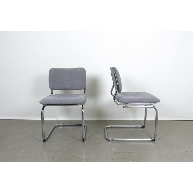 Steel Tube Cantilever Chairs with Grey Fabric Upholstery, Germany, 1970s, Set of 2 For Sale - Image 18 of 18