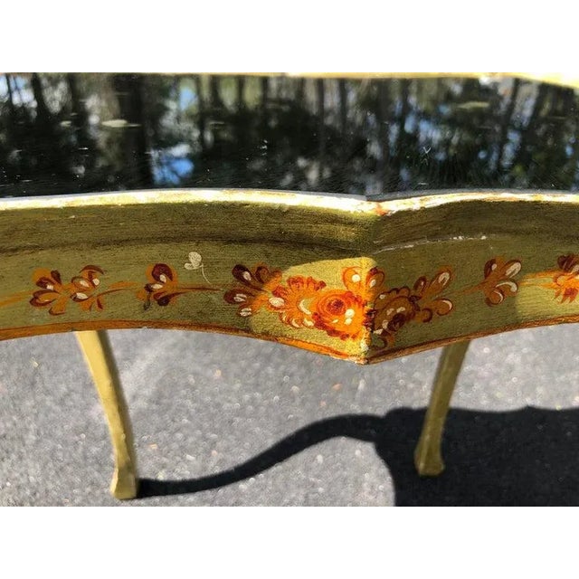 Italian Hand Painted Mirror Top Side Table For Sale In New York - Image 6 of 13