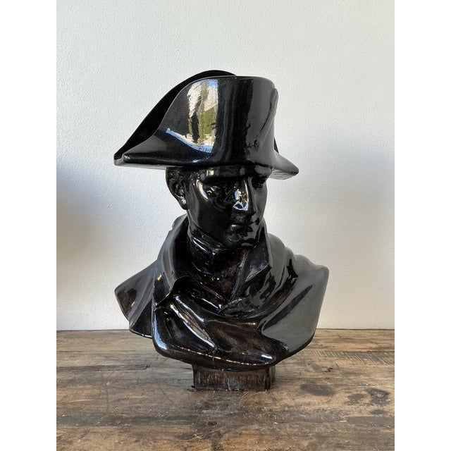 Vintage Glazed Terracotta Bust of Napoleon For Sale In West Palm - Image 6 of 12