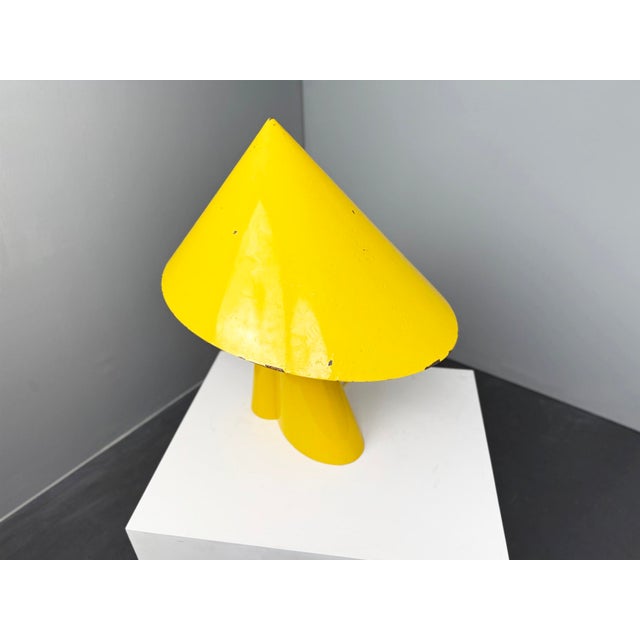 Large Yellow Aluminum and Iron Table Lamp, France, 1950s For Sale - Image 11 of 12