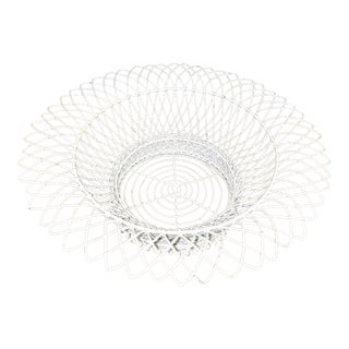Vintage Circular White Wireware Cachepot For Sale