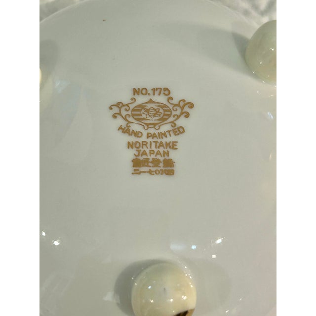 Gold Vintage Noritake No. 175 “Christmas Ball” Hand-Painted Condiment Bowl With Ladle, Japan c.1911–1940 For Sale - Image 8 of 8
